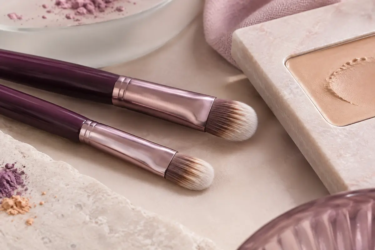 Petits pinceaux plats et arrondis pour appliquer le correcteur