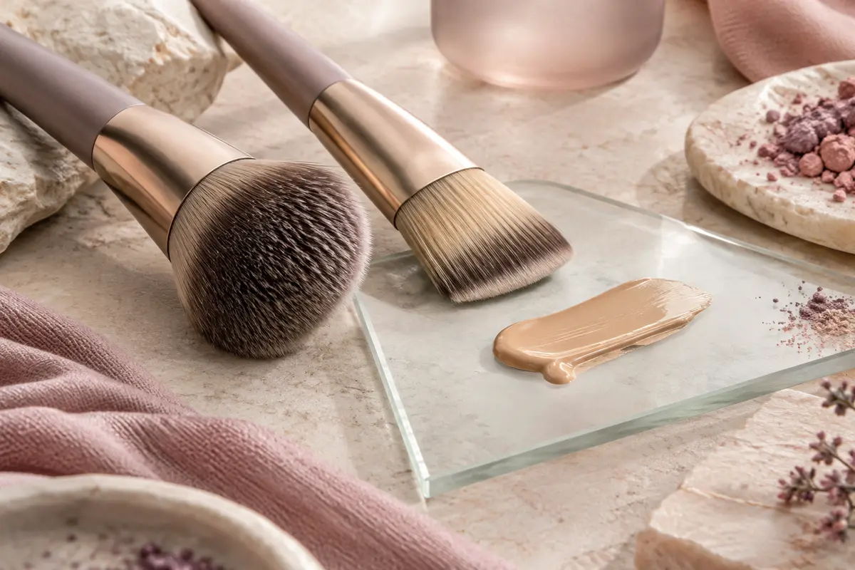 Pinceaux denses et plats pour appliquer le fond de teint